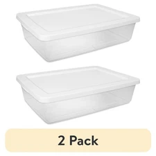 (2 pack) Sterilite Small Storage Bin, 28 Quart Clear Plastic Storage Container