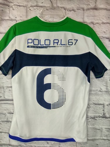Polo Ralph Lauren Shirt Mens Large Green White Blue RL67 Competition Performance - Picture 8 of 9