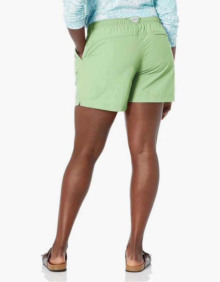 Columbia Backcast Water Shorts Women's XS 5 Inch Drawstring Pockets Lime Green - Image 2 of 4