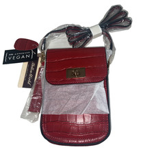 Mellow World Moc Croc Faux Leather Red Crossbody Organizer Touch Screen Bag NWT