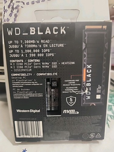 WD BLACK SN850X NVMe SSD GAME DRIVE 2 TB Gen 4 7300 MB/s NEW SEALED - Afbeelding 3 van 4