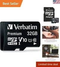 32GB  microSDHC Memory Card with Adapter UHS-I V10 Class 10 supports Full HD ...