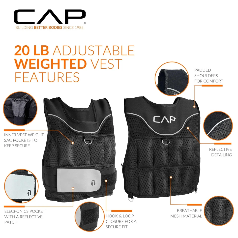 20 Pound Adjustable Weighted Vest for Strength Training and Conditioning - Image 3 of 4