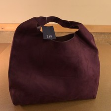 Gap Womens Burgundy Vegan Suede 15"H x 4" W x 17" L Slouchy Tote Bag NWT