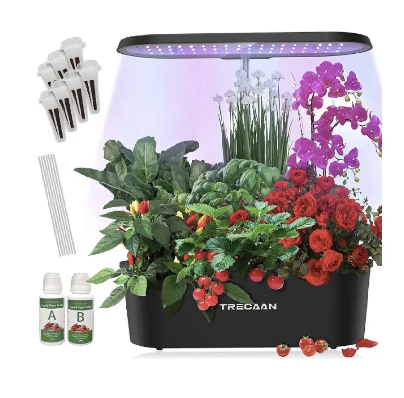 TRECAAN 7 Pods Hydroponics Grow System w/ LED Grow Light, Indoor Herb Garden Kit