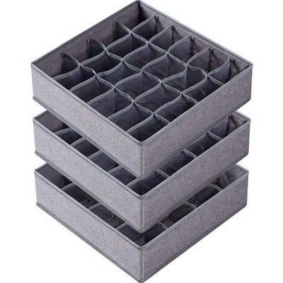 3 Pack Sock Underwear Drawer Organizer Dividers, 64 Cell Fabric Foldable Dres...