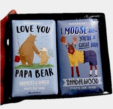 BNI Hunter & Grey  Oakmoss & Amber And Sandlewood Men’s Gift Pack Soap Set