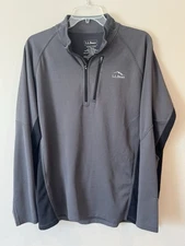 L.L. Bean Midweight Shirt Gray 1/4 Zip Top Mens Large Tall Slightly Fitted