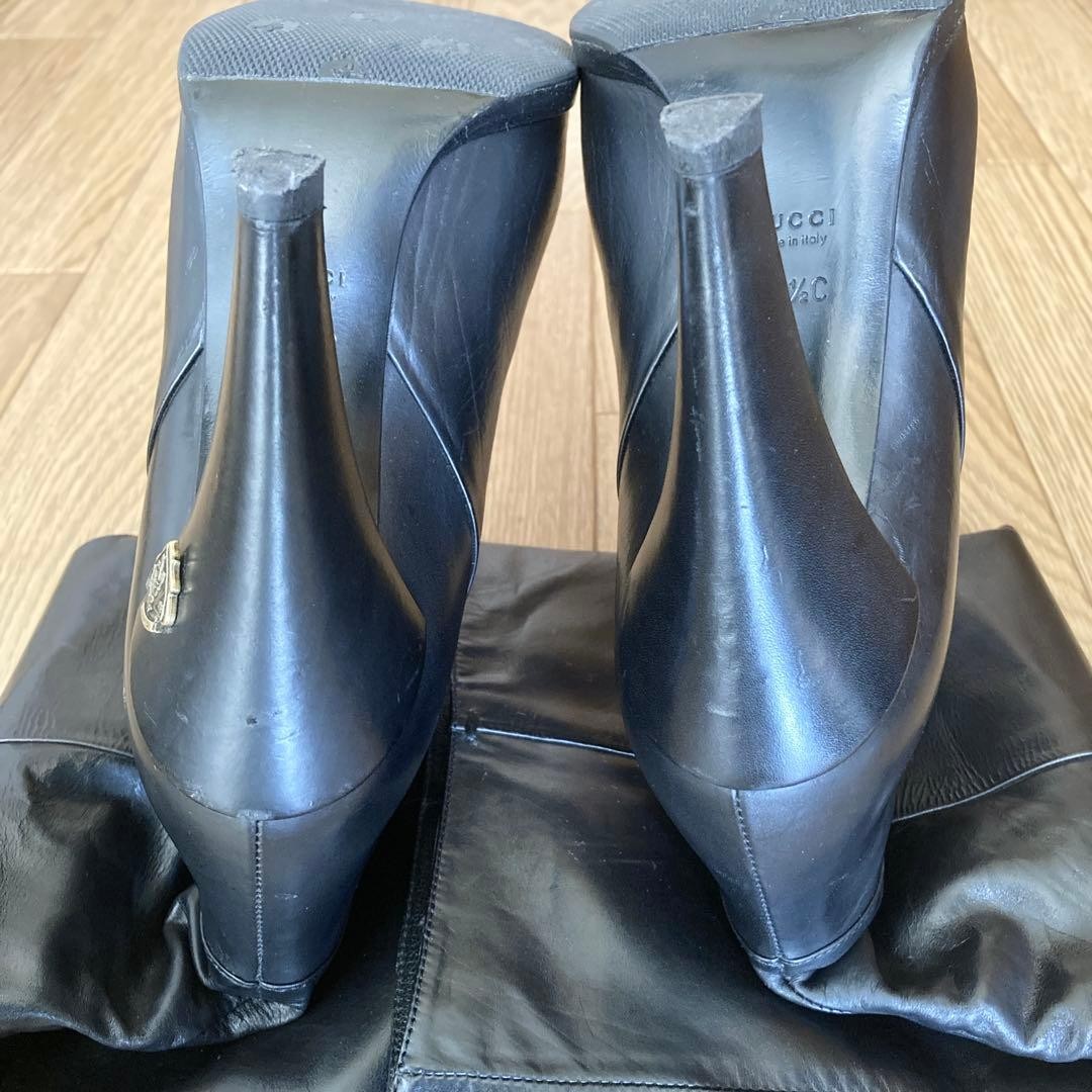 GUCCI Boots Heel Long Leather Black EU37.5/US7.5 113172c thumbnail 17