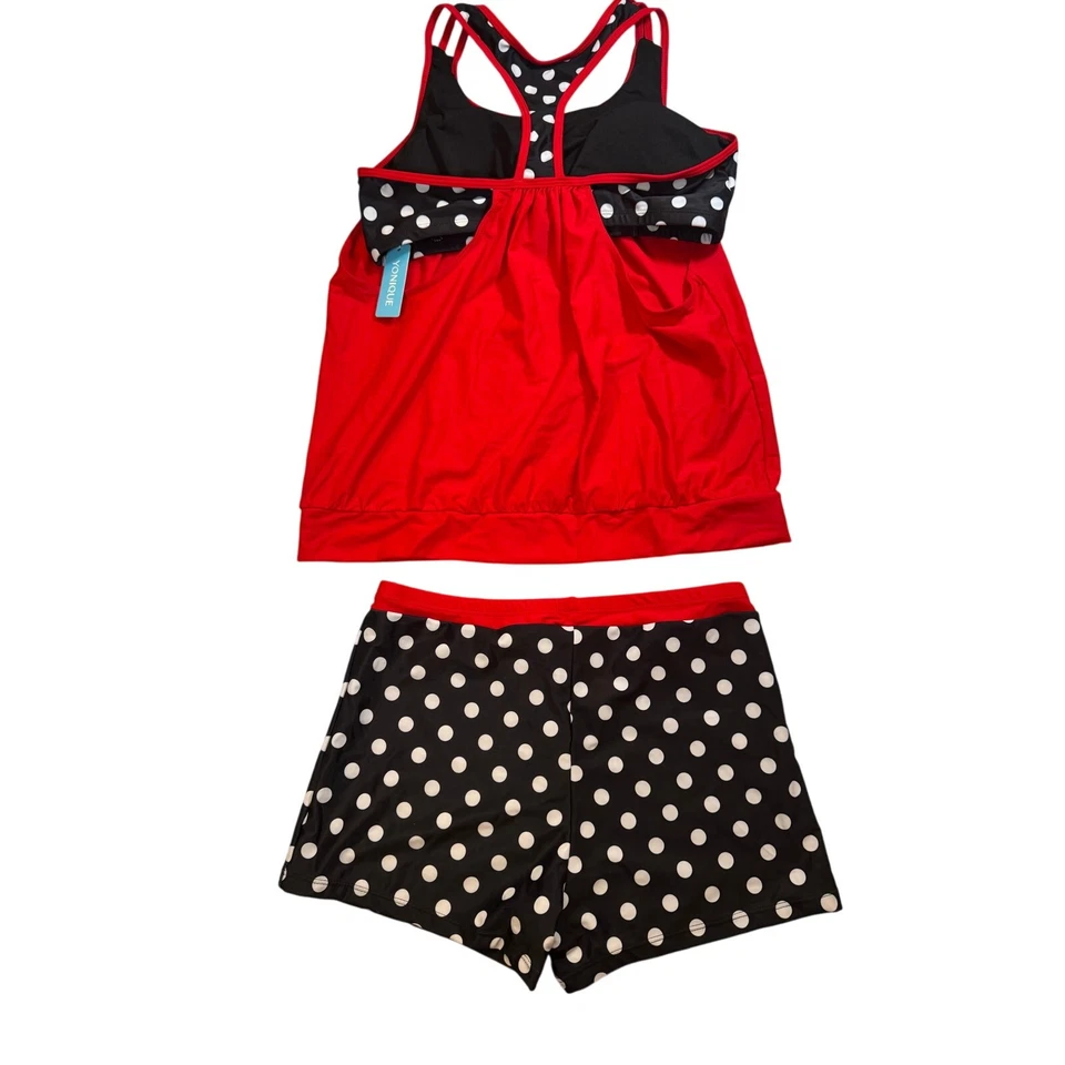 Tankini corto Yonique rojo a lunares niño nuevo sin etiquetas - talla grande Foto 2 de 4