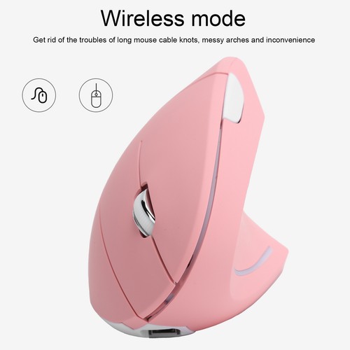 Pink Vertical Mouse USB Wireless Office Gaming Rechargeable Computer Access SG - Picture 17 of 24