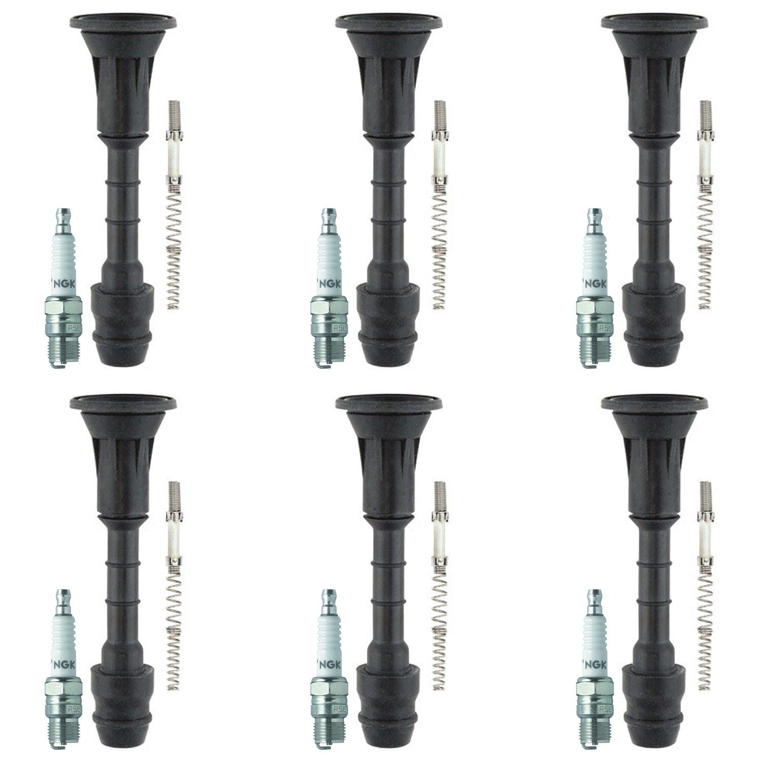 NGK 6 Racing Spark Plugs  Denso Coil Boots Kit for Infiniti G35 3.5L V6 VQ35HR
