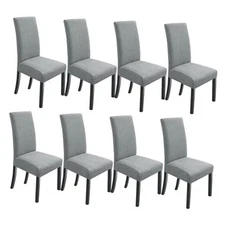  Chair Covers for Dining Room Pack Chair Slipcovers Stretch Chair 8 Light Grey