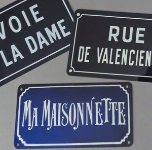 Lot 3 Small Custom TIN Signs Lithographed FRENCH VILLA Maisonnette Valenciennes+
