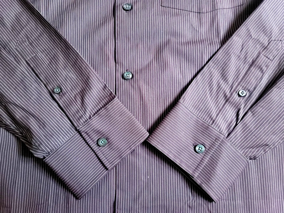 VTG NOS NWT Club Monaco Men's OSTERLY Pinstripe Burgundy Stretch dress shirt XL - Image 4 of 4