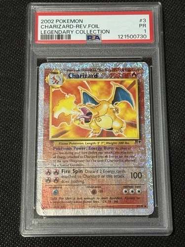 🔥 2002 POKEMON LEGENDARY COLLECTION #3 CHARIZARD-REVERSE FOIL PSA 1 🔥