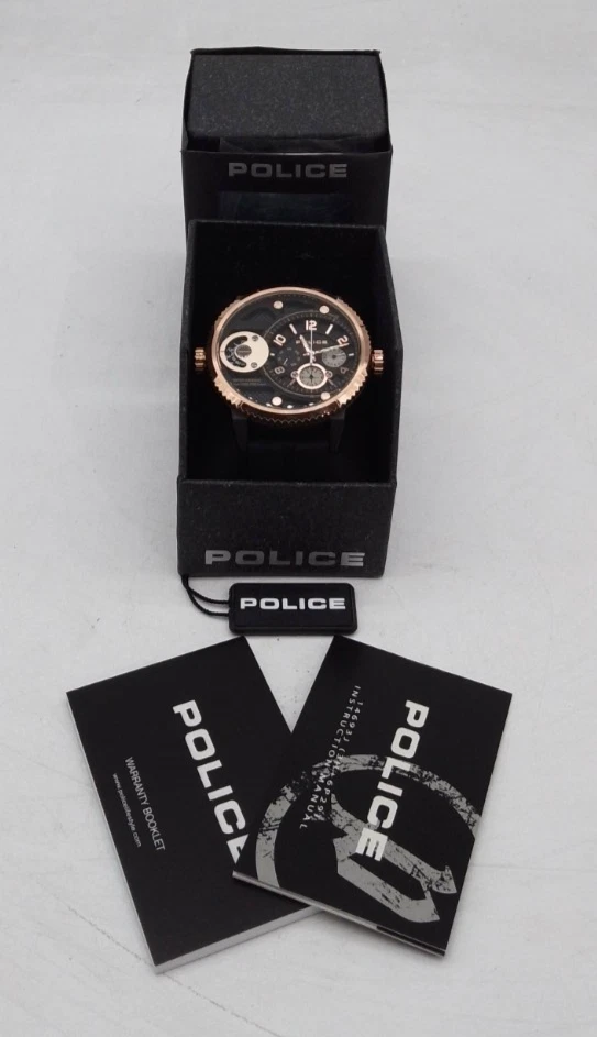 Reloj multifunción Police Ray PEWJF2195242 para hombre esfera negra correa de cuero - Imagen 3 de 4