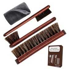 4-Piece 100 Horse Hair Shoe Brush Kit for Leather Care   Professional Dauber