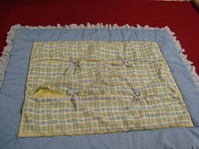 Nice Waverly Baby CRIB COMFORTER Blue Yellow PLAID Check 36" x 44" Ruffled edge