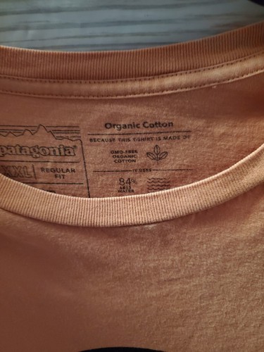 Patagonia Men's T-Shirt Organic Cotton size Xxl Reg Fit Short Sleeve Peach - Picture 4 of 5