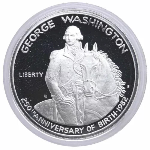 Caja de medio dólar S George Washington Proof Commem 1982 90 % plata y certificado de autenticidad - Imagen 2 de 5