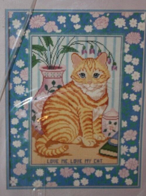 Something Special embellished counted cross stitch kit "Love me Love my cat" new