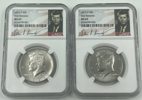 2024 PD KENNEDY NGC MS67 HALF DOLLAR P D 2 COIN SET ⭐FIRST RELEASES⭐
