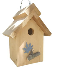 Peaked Roof Cedar Cabin Bird House, 13", Bird Houses by Mark, Made in USA