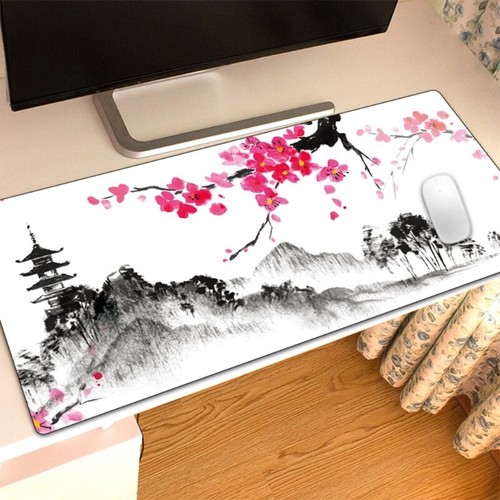 Chinese Hills Plum Blossom Gaming Mouse Pad , Extended Stitched Edges Mousepad - Photo 2/9