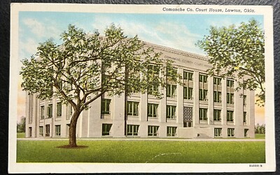 Lawton OK Comanche County Court House Vintage Postcard Sooner News Some Wear