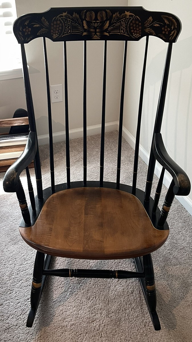 Antique L. Hitchcock Black Harvest Rocking Chair | eBay