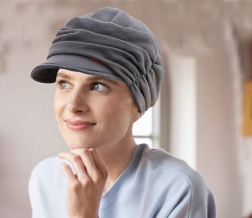 Cotton-Cancer Headwear for Women Patients Chemo two colors Black + Grey 2pc - Picture 3 of 12