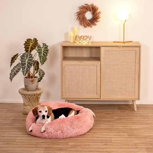 lionto Cama perros redonda cojín gatos sofá para perros donut (XL) 70 cm Ø rosa - Imagen 2 de 6