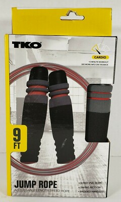 TKO Adjustable Speed Jump Rope 9ft Smooth PVC Rope With Padded Handles
