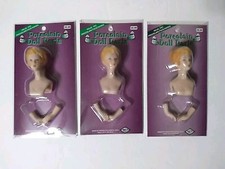 Crafts Etc Porcelain Doll Parts, Face And Hands, Blonde Blue Eyes, Lot Of 3