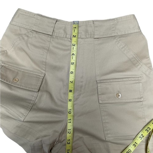 Lands End Cargo Shorts Women 12 Outdoor Hiking Safari Stretch High Rise Khaki - Picture 4 of 10