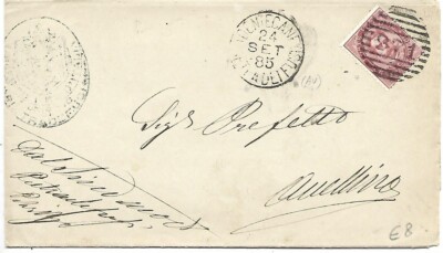1885 10C UMBERTO ISOLATED ON ENVELOPE FROM MONTECANE AVELLINO NUMERAL 371 XAVELLINO