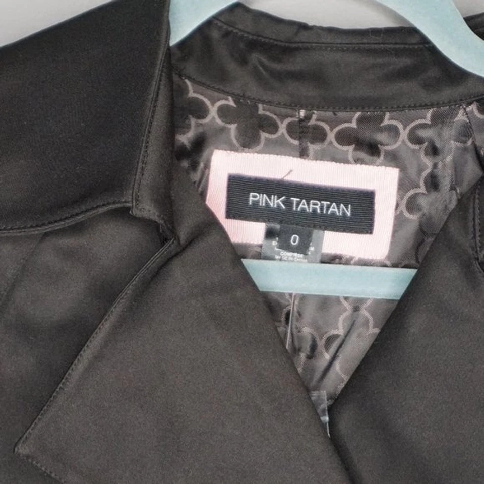 Pink Tartan Women's Coat Sophia Pleated Oversized Trench in Black size 0 $595 - Image 3 of 4