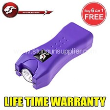 Stun Gun Rechargeable Flashlight Led Bv Police Purpl Metal Mini Vts Self Defense