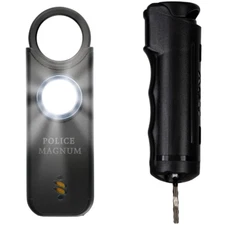 Police Magnum Personal Safety Alarm siren & Flip Top Pepper Spray Combo- Black