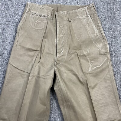 Vintage 40s WW2 Khaki Chino Pants Mens 29x33 Military US Vintage 40s WW2 Khaki Chino Pants Mens 29x33 Military US