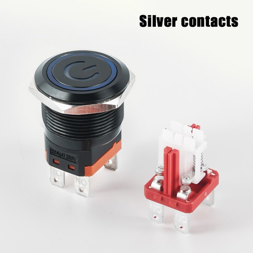 Oxidised Black Metal Pushbutton Power Light with Wire Momentary Latching 16-25MM - Picture 8 of 15