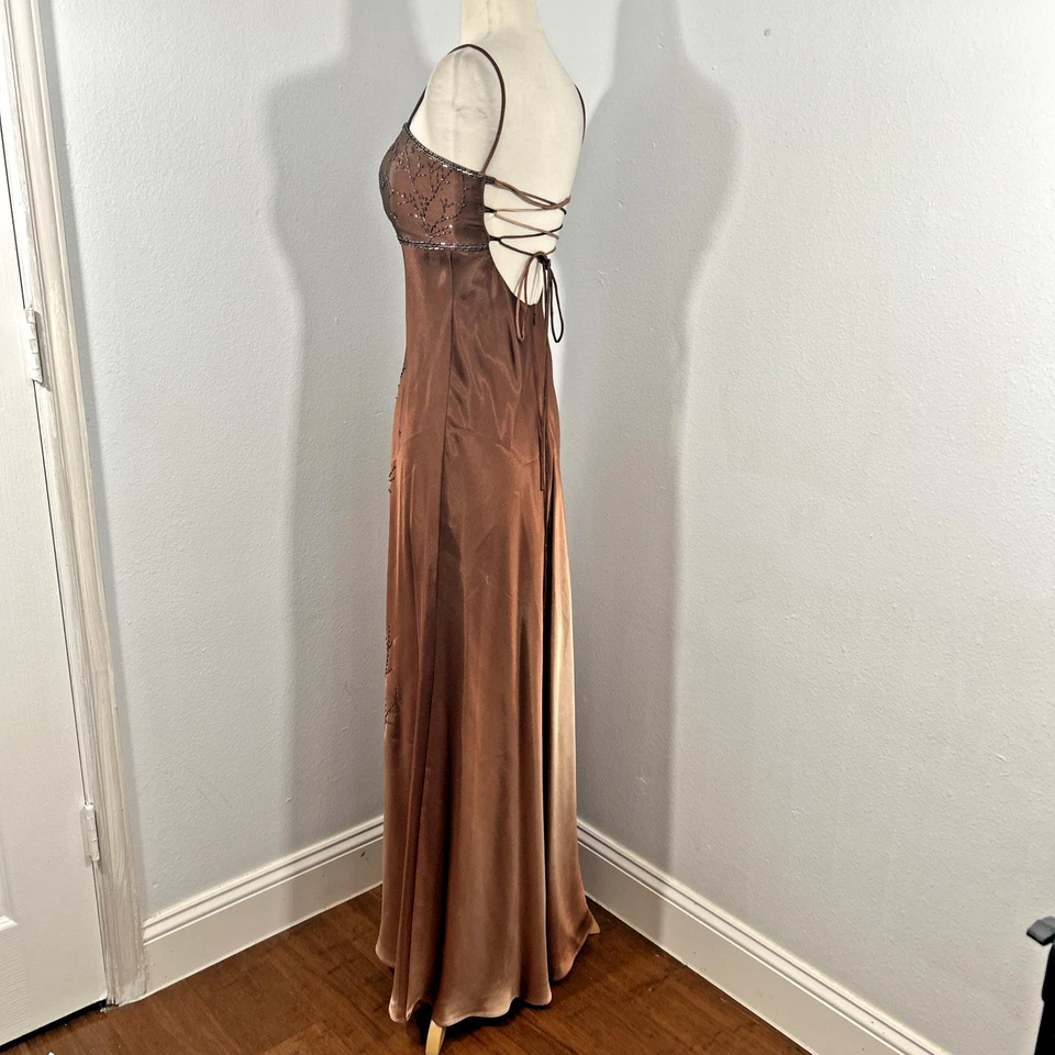 Maxi Vestido Betsy Adam 8 Cuentas Marrón Capricho Hada Gótico Grunge Hoco Y2K Años 90 Foto 2 de 4