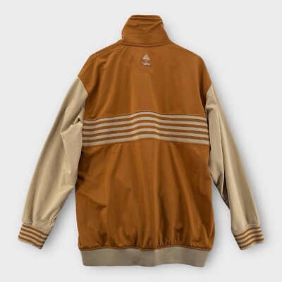 VINTAGE Retro Fox Track Jacket Mens Large Warm Up Brown Tan