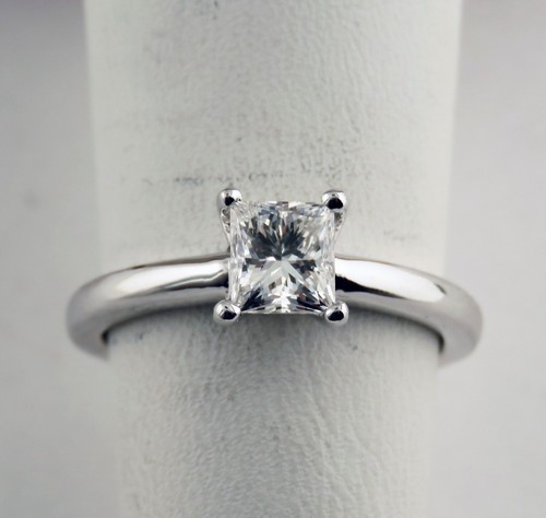 1KT PRINZESSINNENSCHNITT SOLITÄR DIAMANT VERLOBUNGSRING 14k WEISSGOLD - Bild 2 von 9