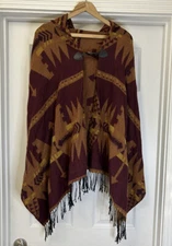J for Justify Poncho/Shaw/Wrap Aztec Design Open Front  Women’s One Size