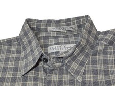 Perry Ellis Portfolio Cotton Long Sleeve Shirt Men's 16.5 Neck 34/35 Blue White