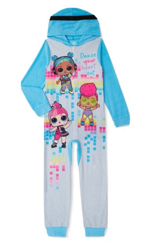 LOL Surprise Girls Blanket Sleeper Blue 4/5 Hood Zip Up Colorful Babies Pajamas - Picture 7 of 12
