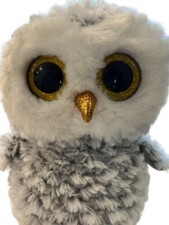 TY Beanie Boos Owlette 10" Large Plush Owl Toy Grey White Gold EUC