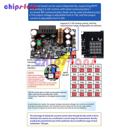 XY7025 CNC DC Modulo Alimentatore Buck Regolabile Regolatore di Tensione 25A/1750W - Foto 14 di 26